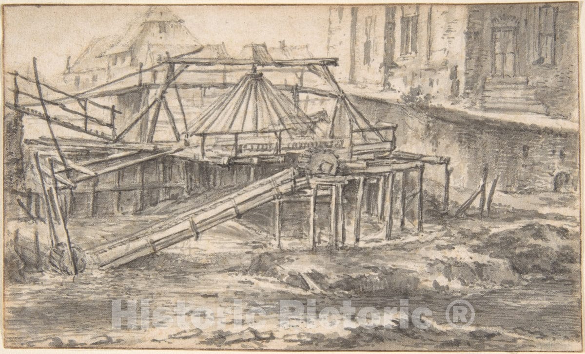 Art Print : Jacob Van Ruisdael - Dredging a Canal : Vintage Wall Art