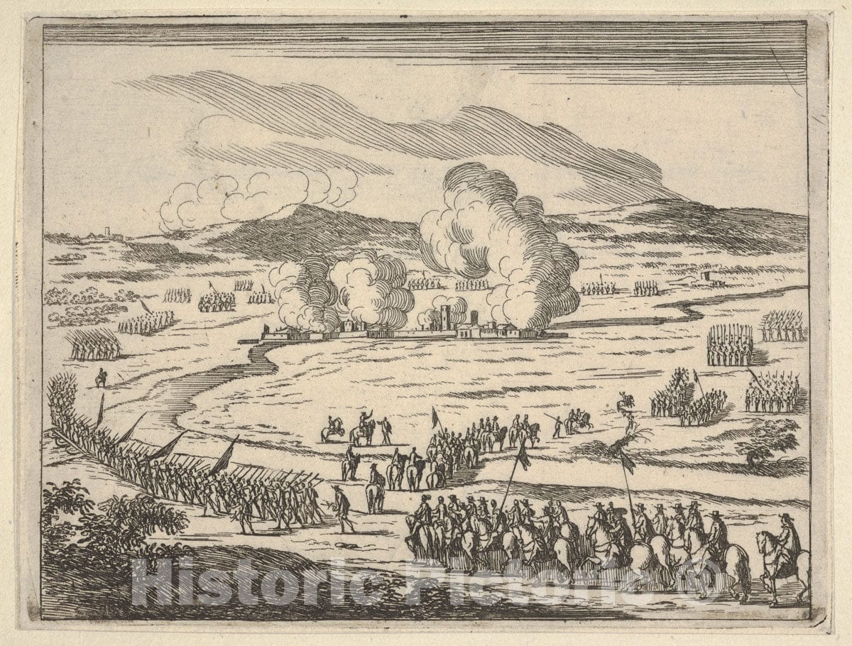 Art Print : The Seige of Alessandria Begins - Artist: Bartolomeo Fenice (Fenis) - Created: 1659 : Vintage Wall Art