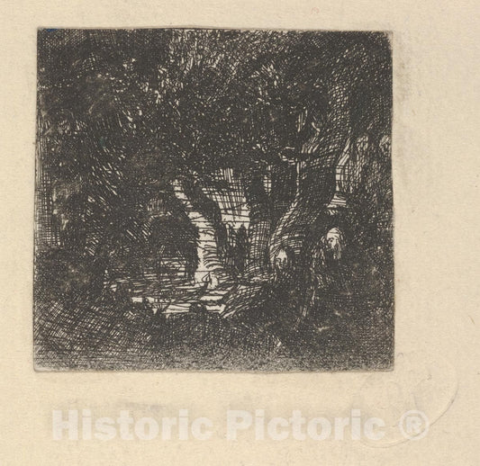 Art Print : Rodolphe Bresdin - La Sainte Famille et Les Bergers (The Holy Family and The Shepherds) : Vintage Wall Art