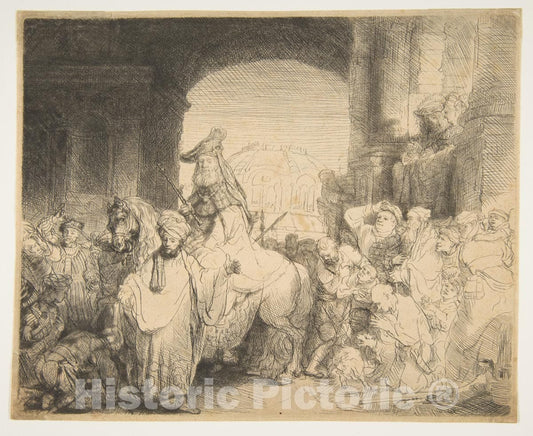 Art Print : Rembrandt (Rembrandt Van Rijn) - The Triumph of Mordecai 1 : Vintage Wall Art
