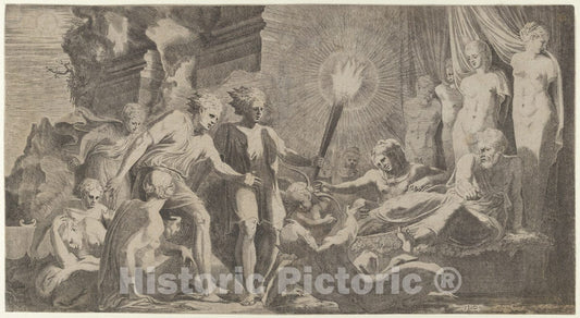 Art Print : Léon Davent - Hercules in Bed with Omphale 2 : Vintage Wall Art