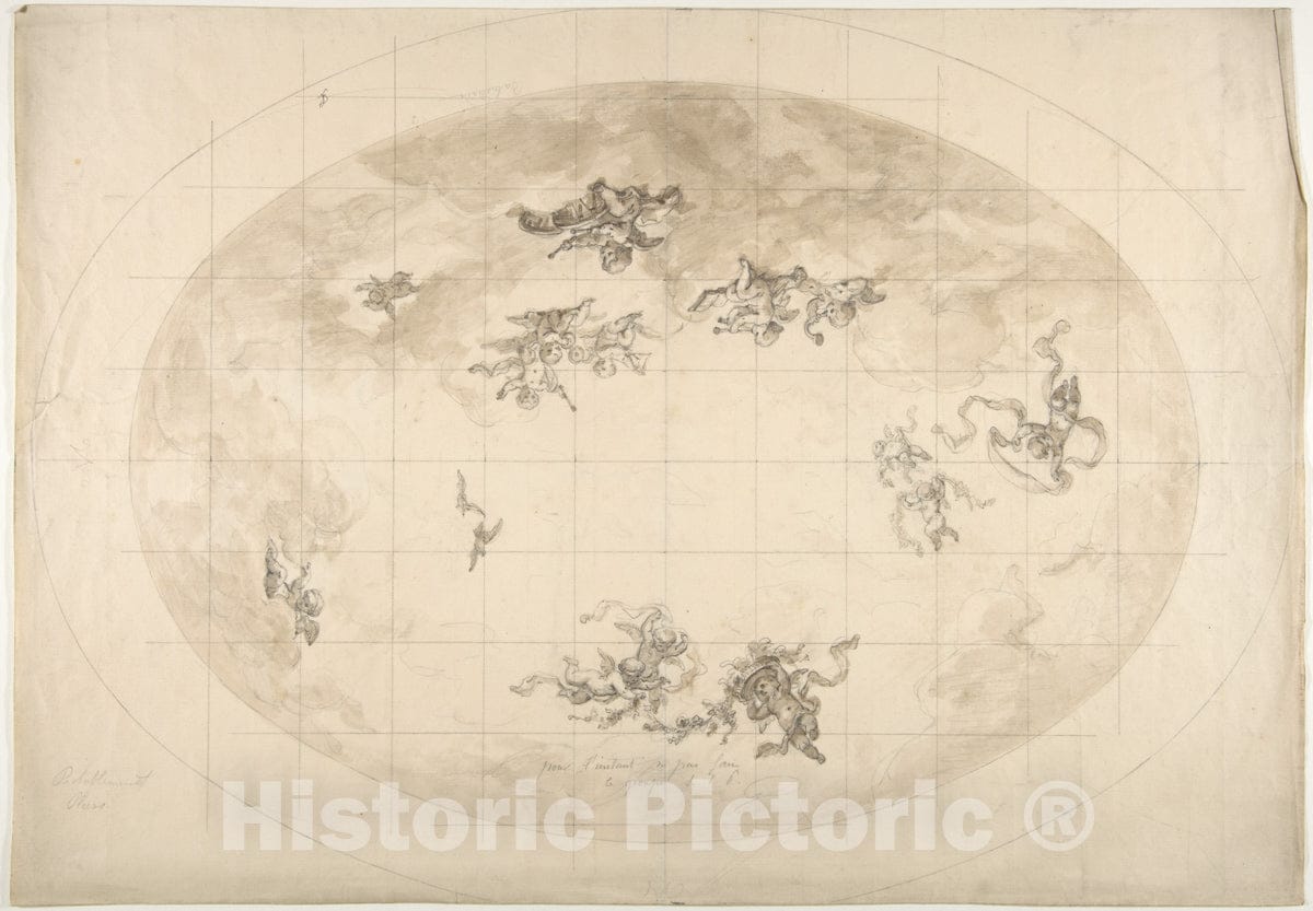 Art Print : Jules-Edmond-Charles Lachaise - Design for an Oval Ceiling, Probably for Pless Residence : Vintage Wall Art