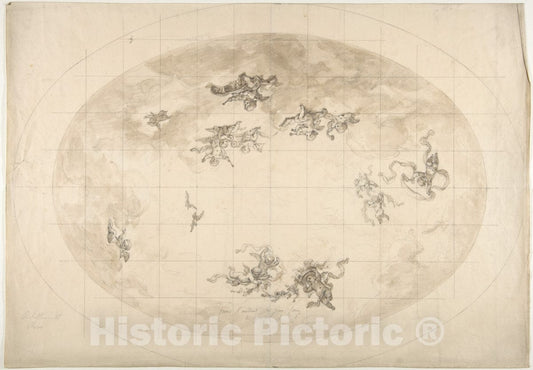 Art Print : Jules-Edmond-Charles Lachaise - Design for an Oval Ceiling, Probably for Pless Residence : Vintage Wall Art