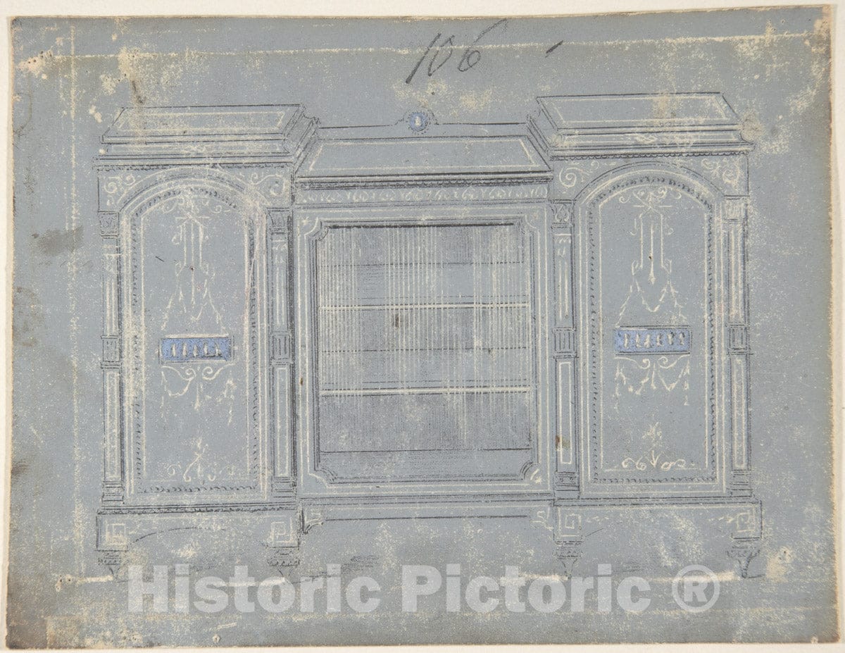 Art Print : British, 19th Century - Cabinet Design 3 : Vintage Wall Art