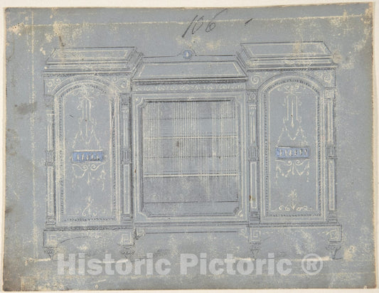 Art Print : British, 19th Century - Cabinet Design 3 : Vintage Wall Art