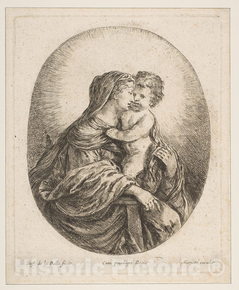 Art Print : Stefano Della Bella - The Virgin and Child : Vintage Wall Art