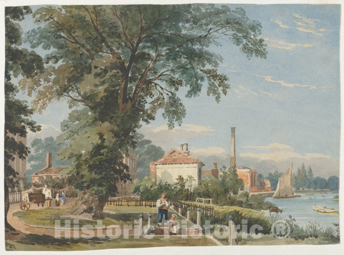 Art Print : John Varley - On The Thames at Hammersmith : Vintage Wall Art