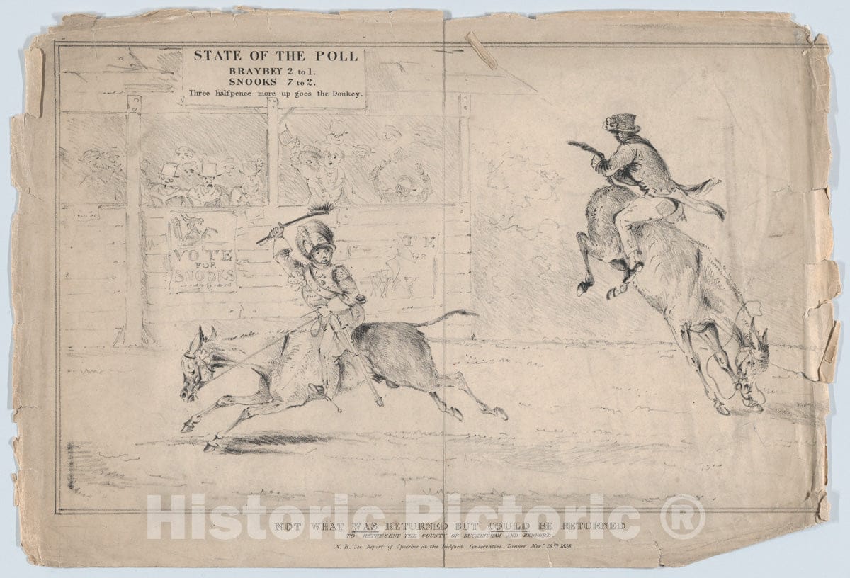 Art Print : Anonymous, British, 19th Century - Not What was Returned But Could Be Returned – to Represent The County of Buckingham and Bedford : Vintage Wall Art