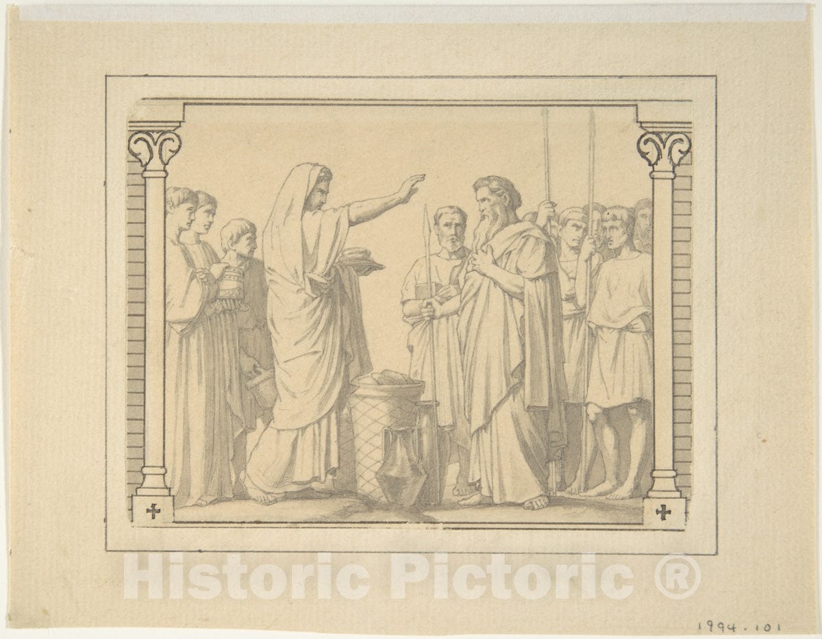 Art Print : Hippolyte Flandrin - Melchizedek Presenting Abraham with Bread and Wine : Vintage Wall Art