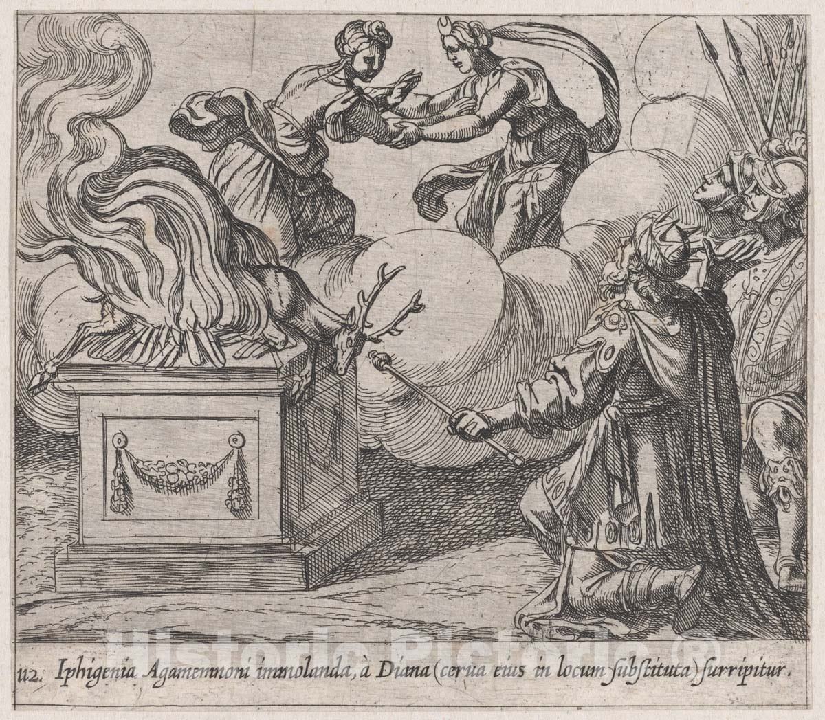 Art Print : Plate 112: Agamemnon Sacrificing Iphigenia - Artist: Antonio Tempesta - Created: 1606 : Vintage Wall Art