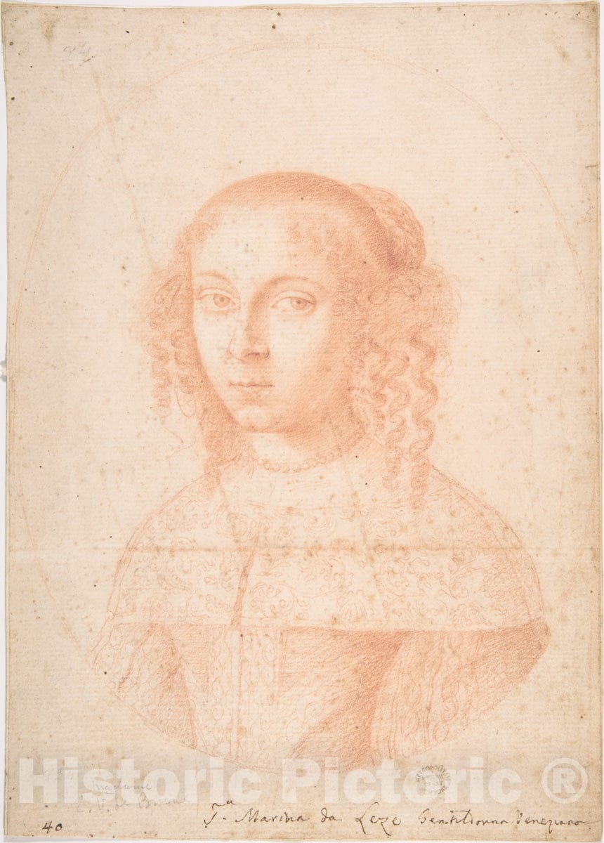 Art Print : Italian, Roman-Bolognese, 17th Century - Portrait of a Woman : Vintage Wall Art
