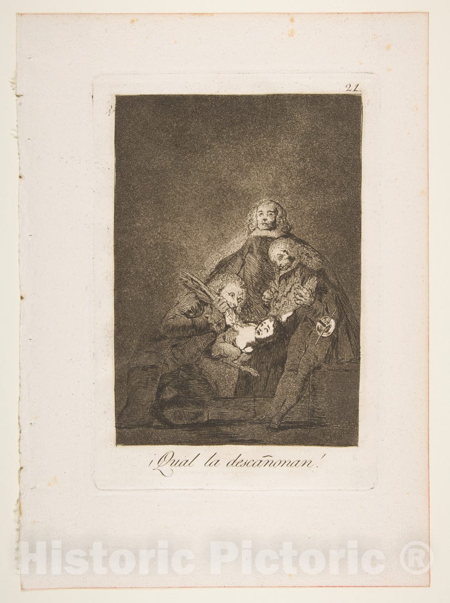 Art Print : Goya - Plate 21 from ' Los Caprichos': How They Pluck her! (¡Qual la descañonan!) : Vintage Wall Art