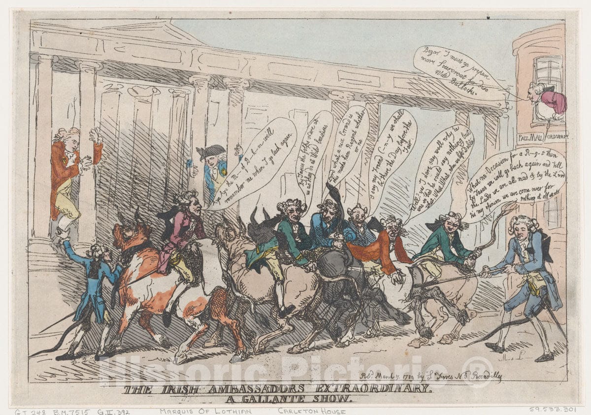 Art Print : Thomas Rowlandson - The Irish Ambassadors Extraordinary, A Gallante Show : Vintage Wall Art