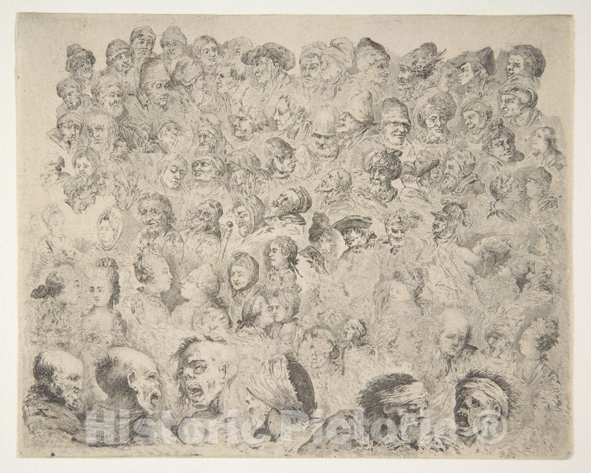 Art Print : Louis Germain - Studies of Heads : Vintage Wall Art