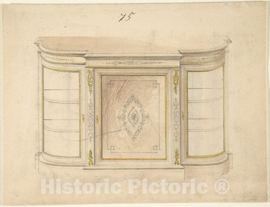Art Print : British, 19th Century - Cabinet Design 4 : Vintage Wall Art