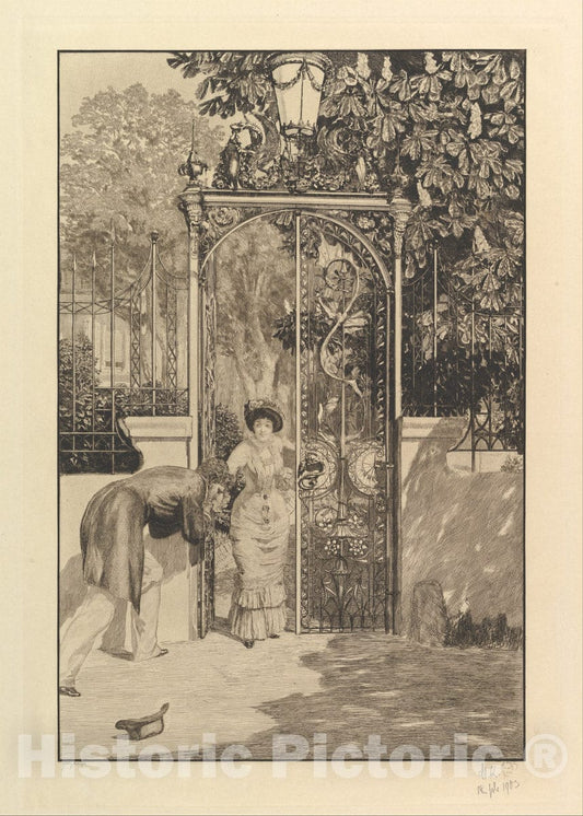 Art Print : Max Klinger - at The Gate (from The Series A Love) : Vintage Wall Art