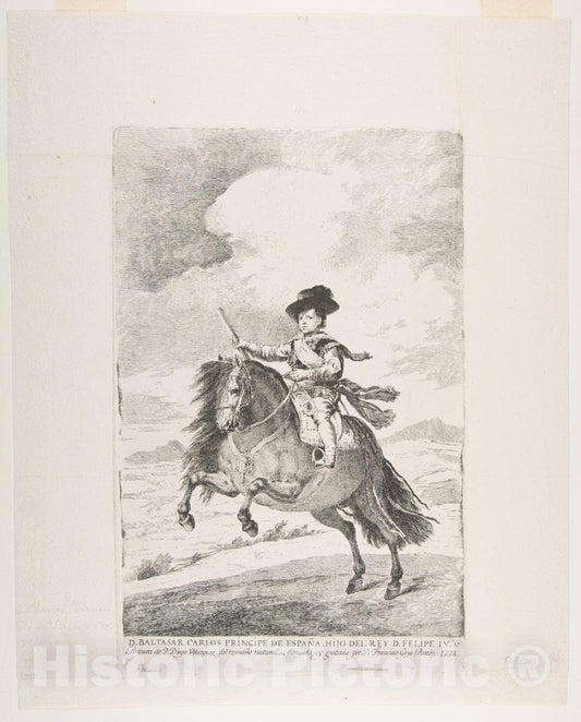 Art Print : Baltasar Carlos, Prince of Spain and Son of Philip IV - Artist: Goya- Created: 1778 : Vintage Wall Art