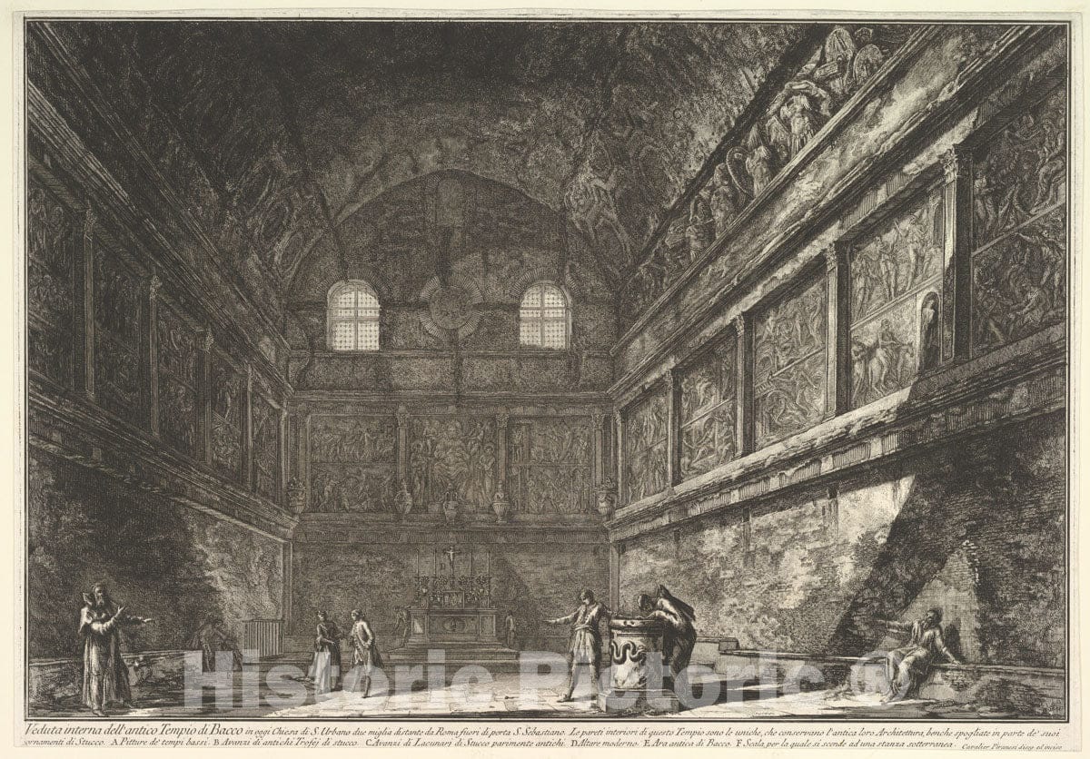 Art Print : The so-Called Temple of Bacchus, Now The Church of S. Urban, Interior - Artist: Giovanni Battista Piranesi - Created: c1767 : Vintage Wall Art