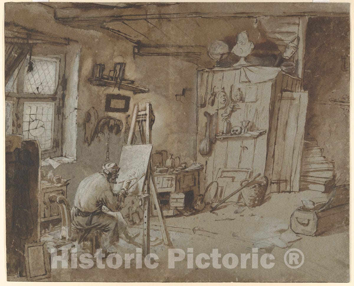Art Print : Thomas Wijck - A Painter at Work in his Studio : Vintage Wall Art