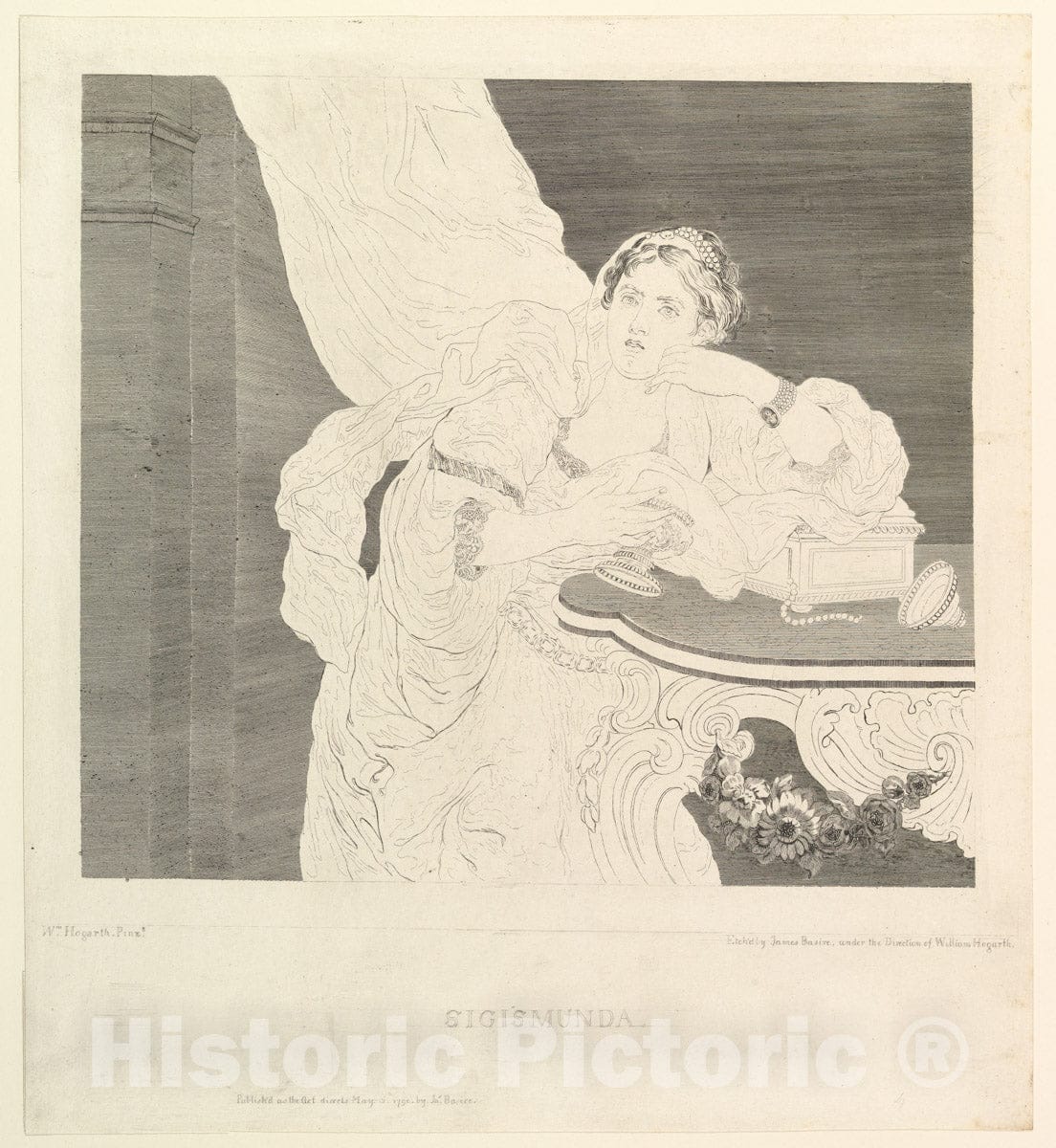 Art Print : Engraved and published by James Basire, The Elder - Sigismunda : Vintage Wall Art