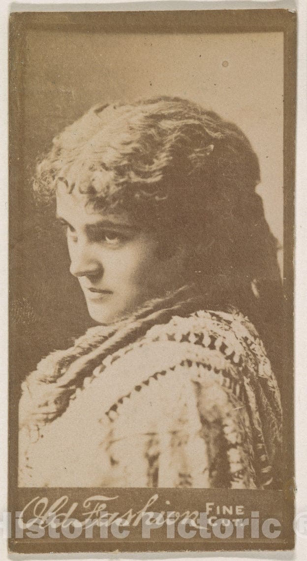 Photo Print : Actress with Hair in Long ringlets, from The Actresses Series (N664) Promoting Old Fashion Fine Cut Tobacco : Vintage Wall Art
