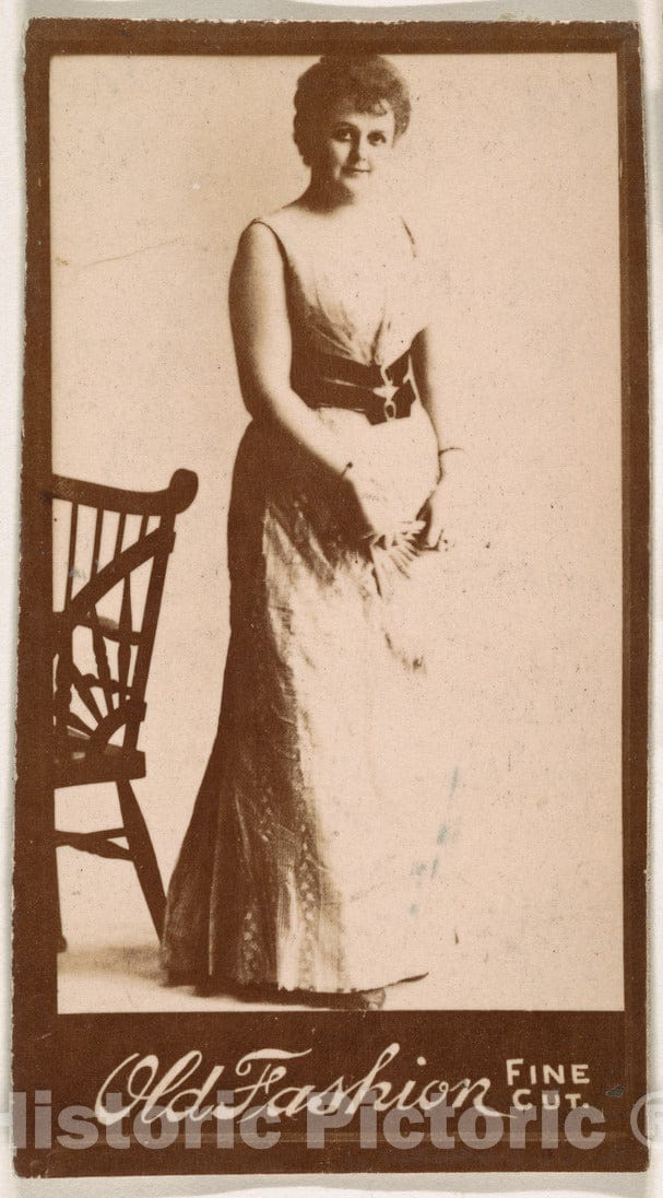 Photo Print : Actress Standing Next to Chair, from The Actresses Series (N664) Promoting Old Fashion Fine Cut Tobacco : Vintage Wall Art