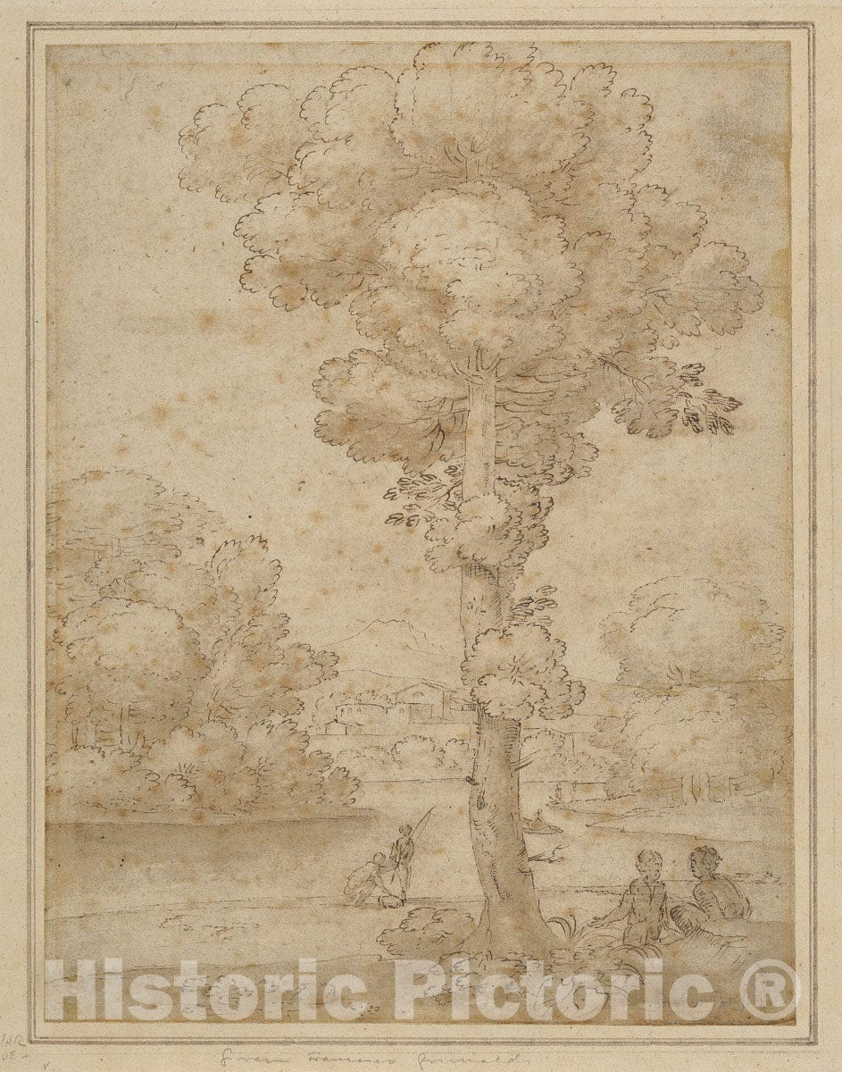 Art Print : Giovanni Francesco Grimaldi - Pastoral Scene : Vintage Wall Art
