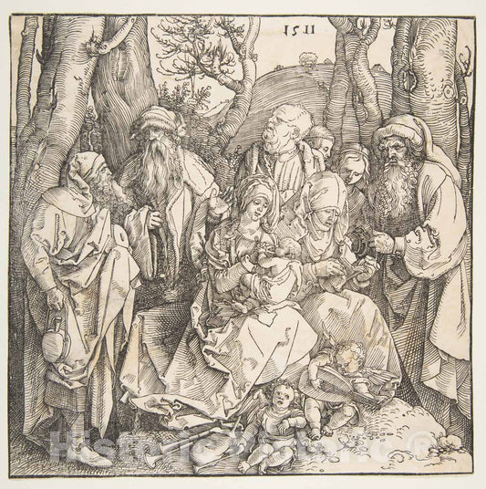 Art Print : Albrecht Dürer - The Holy Family with Saints and Two Musical Angels 2 : Vintage Wall Art