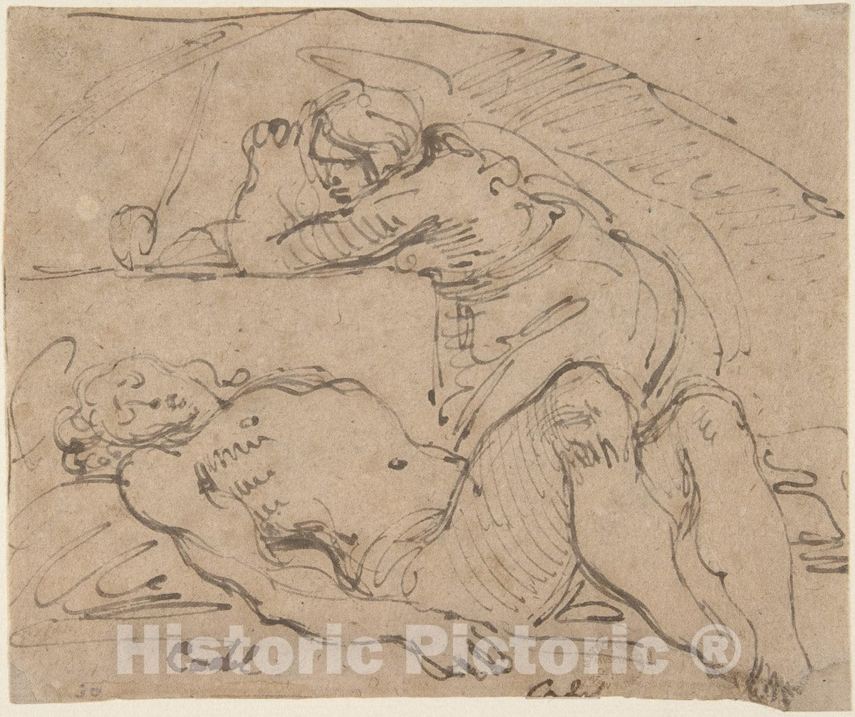 Art Print : Giuseppe Cades - The Dead Christ Mourned by Saint Mary Magdalen (Recto)