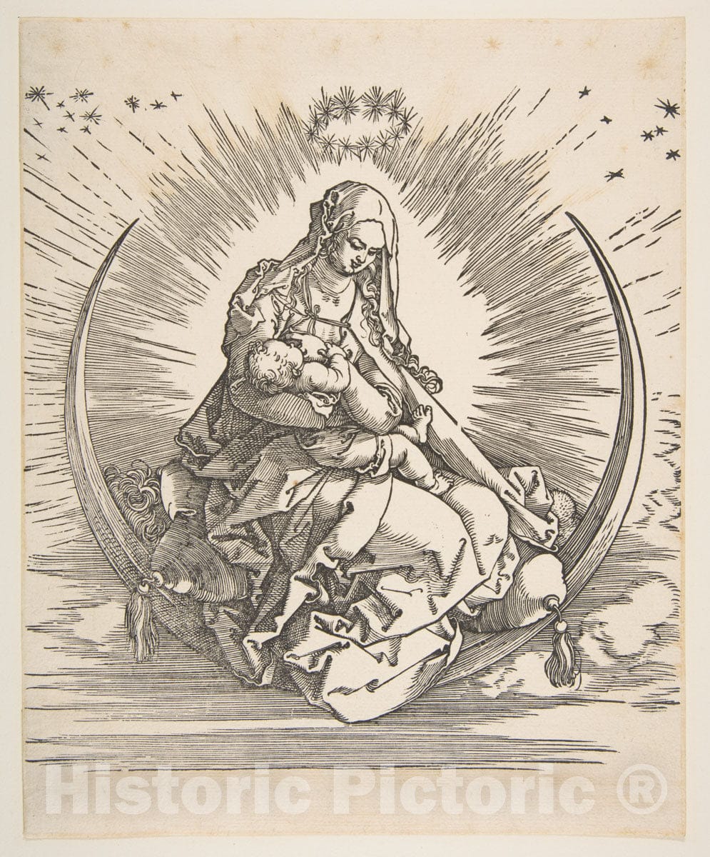 Art Print : Albrecht Dürer - The Madonna on The Crescent, Frontispiece to The Life of The Virgin 2 : Vintage Wall Art