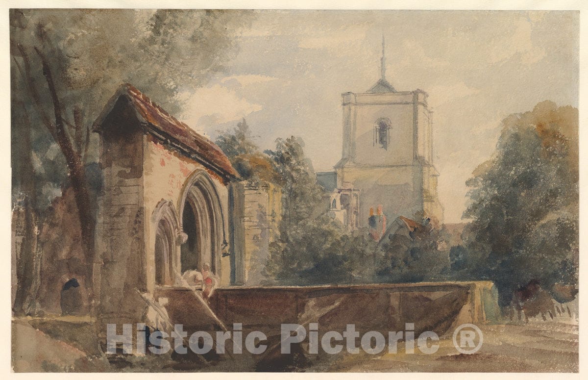 Art Print : Peter De Wint - Waltham Abbey, Essex : Vintage Wall Art