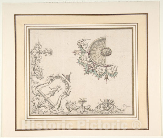 Art Print : Claude Audran III - Design for a Painted Ceiling : Vintage Wall Art