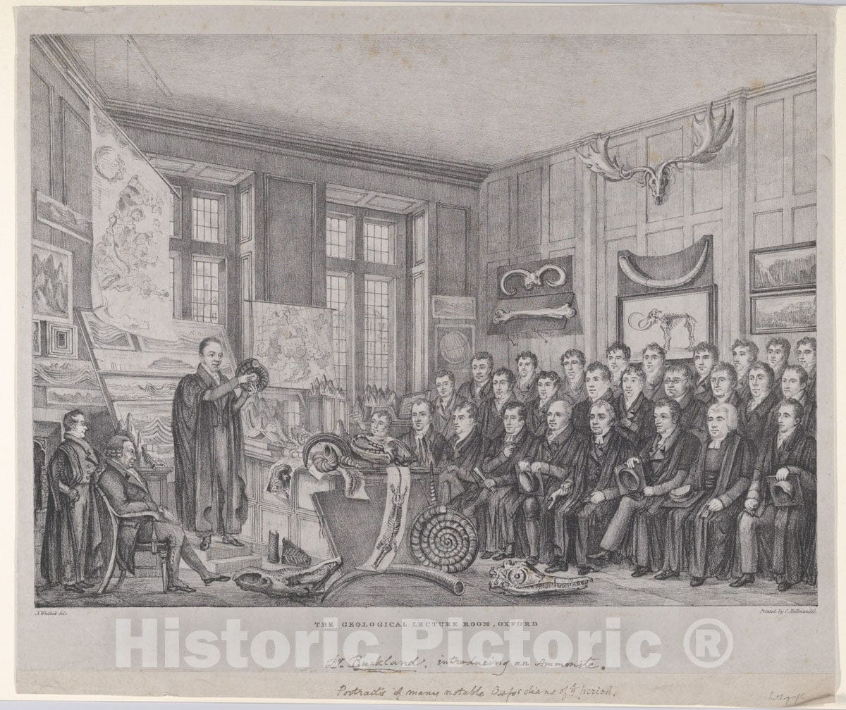 Art Print : Nathaniel Whittock - The Geological Lecture Room, Oxford: Dr. William Buckland Lecturing on February 15, 1823 : Vintage Wall Art