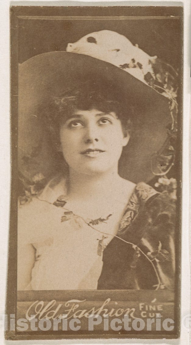 Photo Print : Actress Wearing Wide-Brimmed hat, from The Actresses Series (N664) Promoting Old Fashion Fine Cut Tobacco 1 : Vintage Wall Art