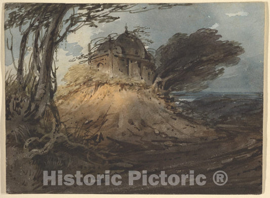 Art Print : George Chinnery - Indian Temple : Vintage Wall Art