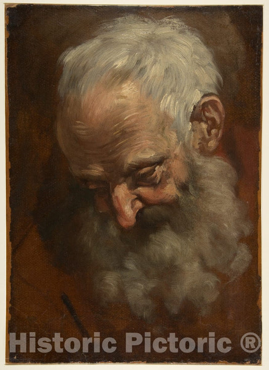 Art Print : Giacomo Cavedone - Head of a Bearded Man (Nicodemus) : Vintage Wall Art