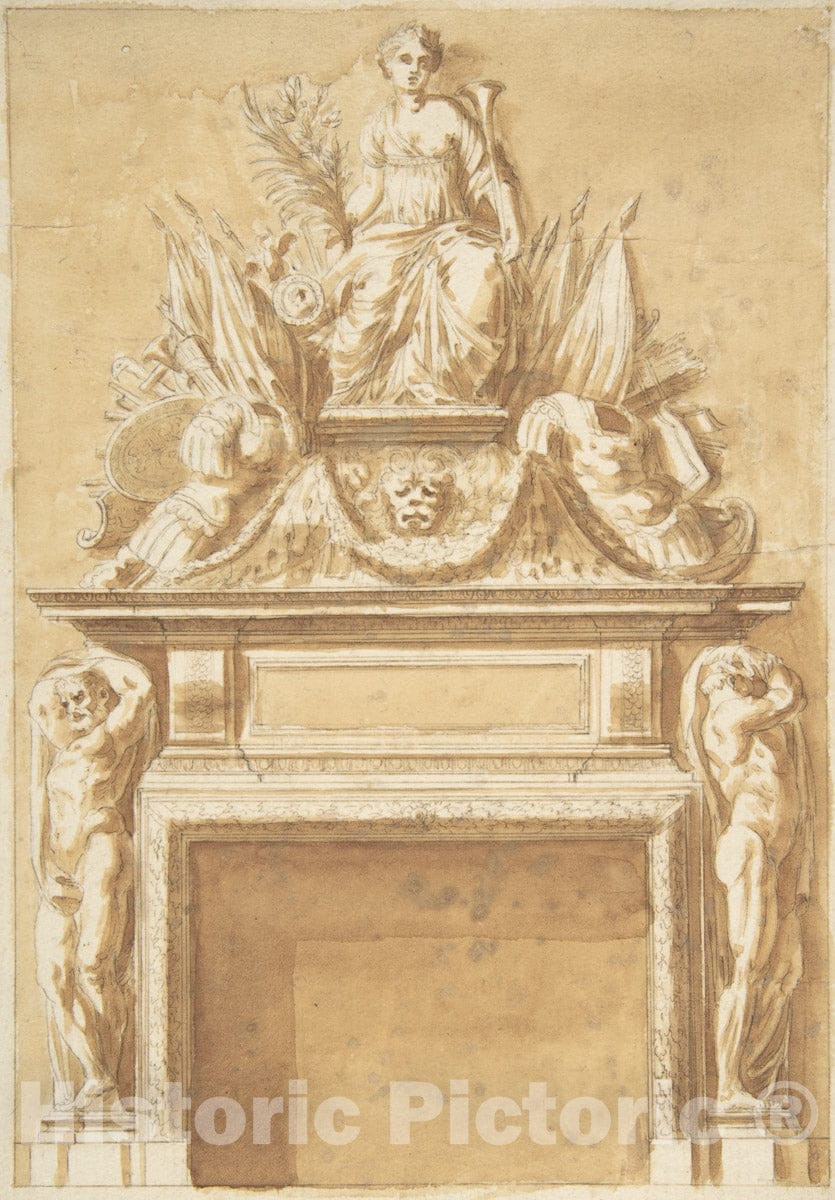 Art Print : Christian Gottlob Mietzsch - Design for a Mantlepiece : Vintage Wall Art