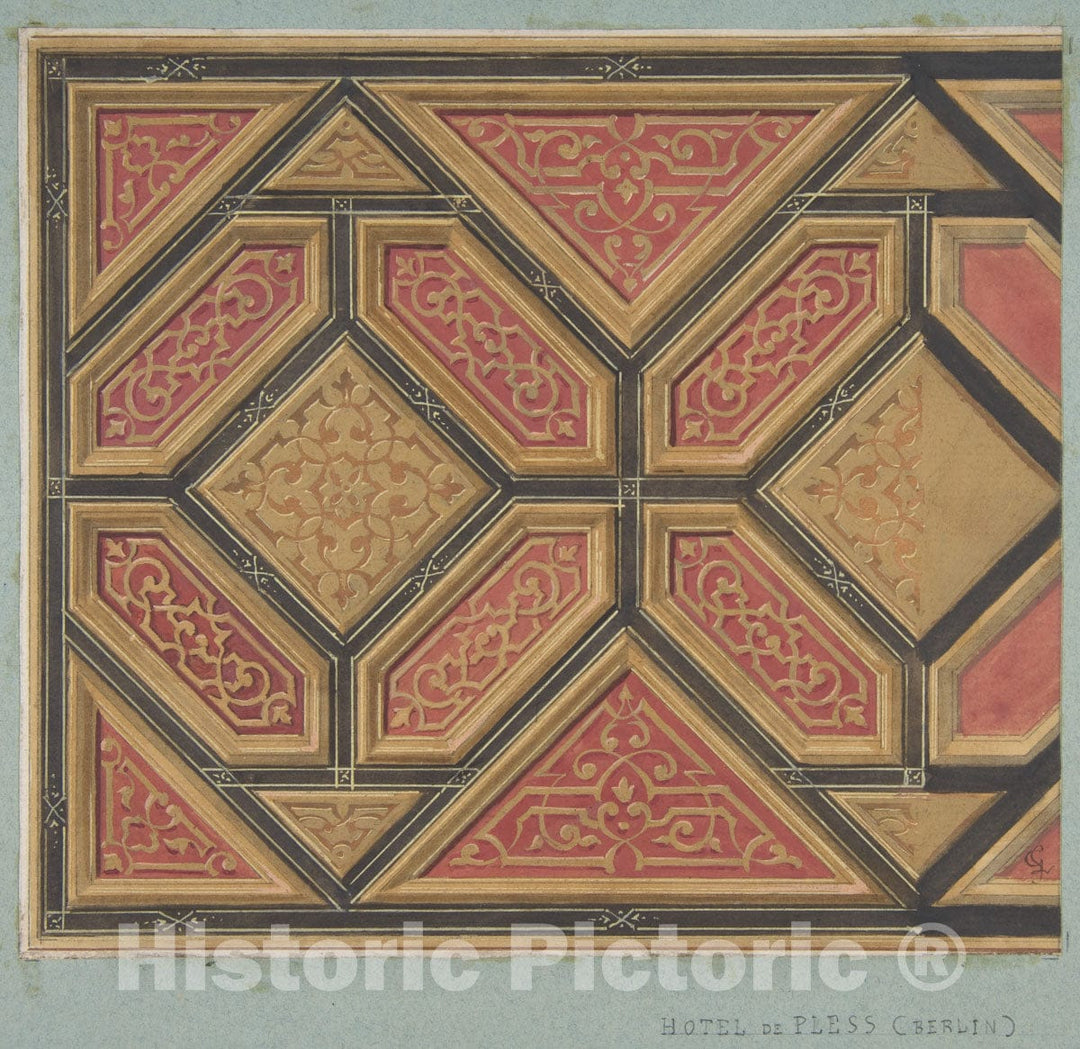 Art Print : Jules-Edmond-Charles Lachaise - Design for The Decoration of The Ceiling in The Hôtel de Pless, Berlin, or The Chateau de Cangé in The Loire : Vintage Wall Art