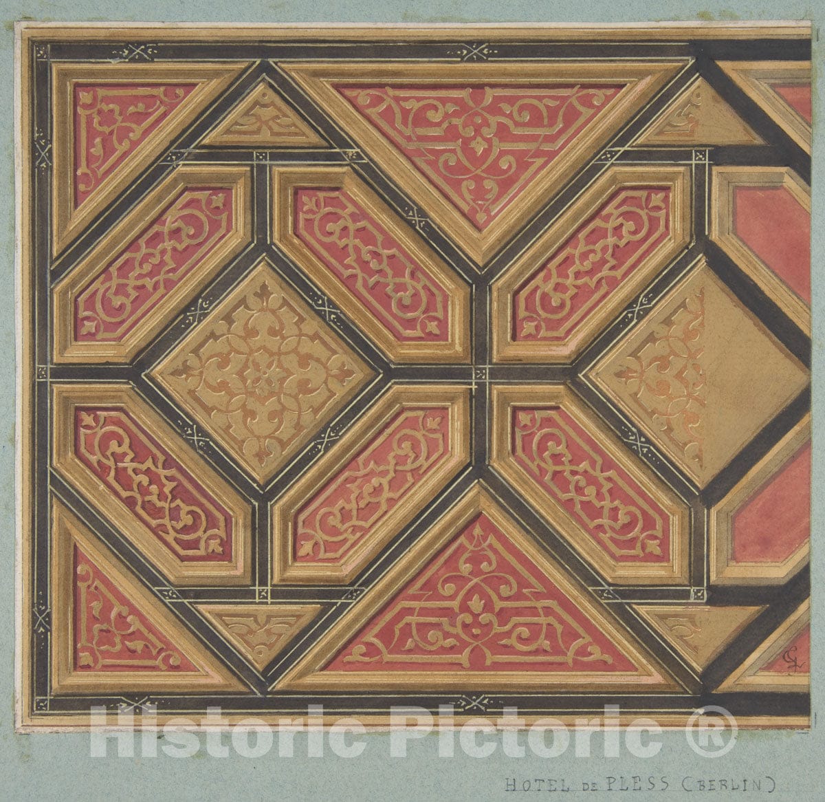 Art Print : Jules-Edmond-Charles Lachaise - Design for The Decoration of The Ceiling in The Hôtel de Pless, Berlin, or The Chateau de Cangé in The Loire : Vintage Wall Art