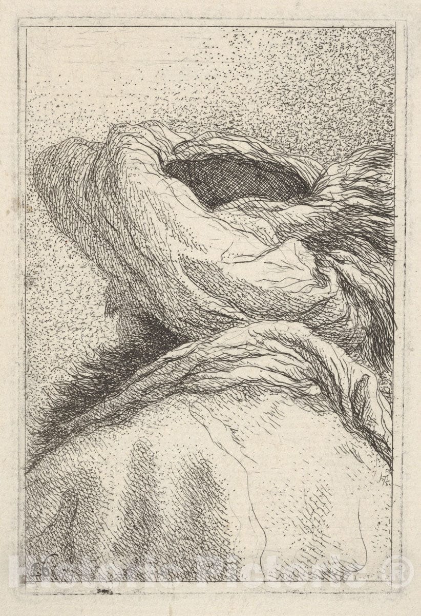 Art Print : Man in a Turban - Artist: Giovanni Domenico Tiepolo - Created: c1770 : Vintage Wall Art