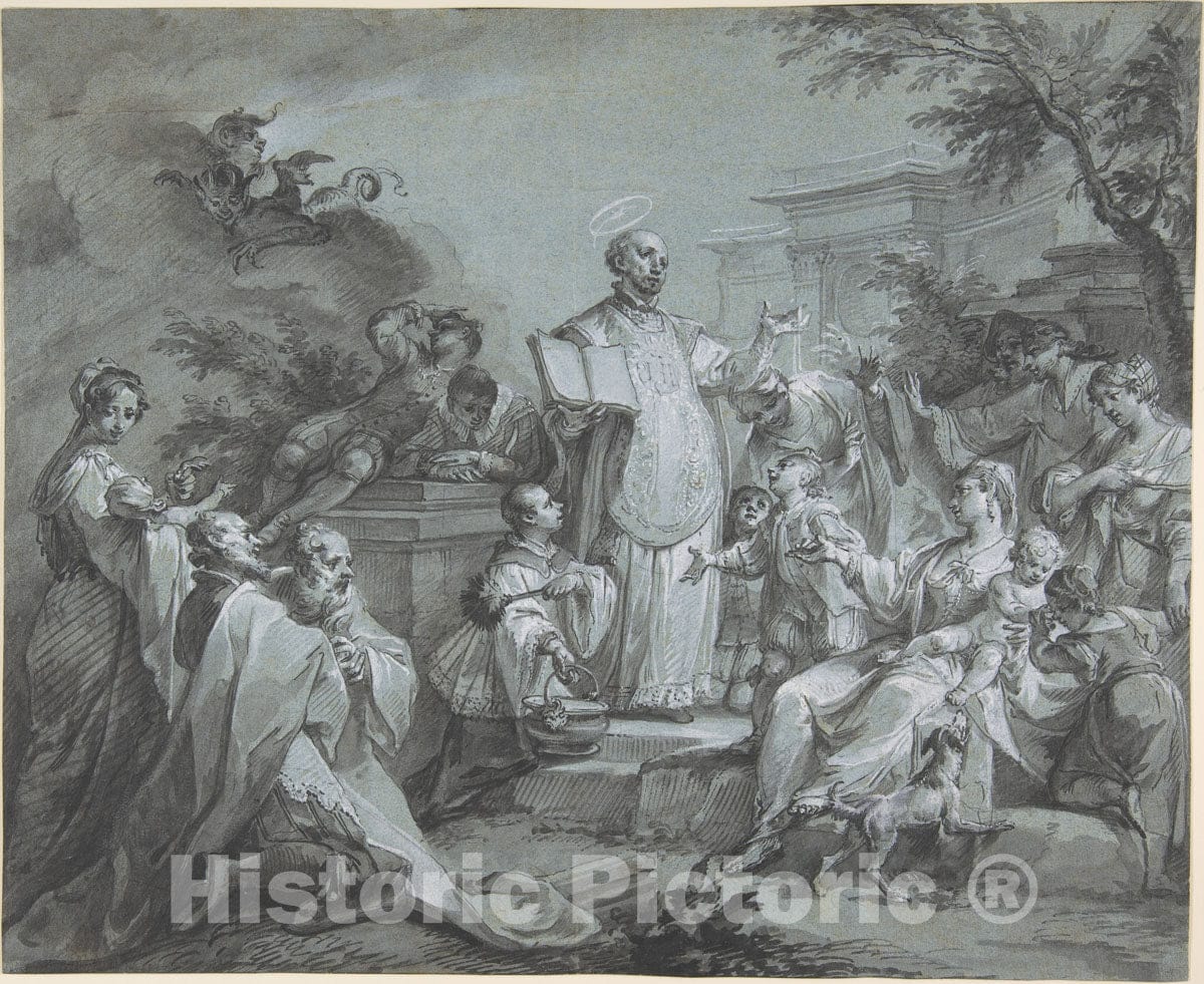 Art Print : Johann Wolfgang Baumgartner - Saint Ignatius of Loyola Preaching : Vintage Wall Art