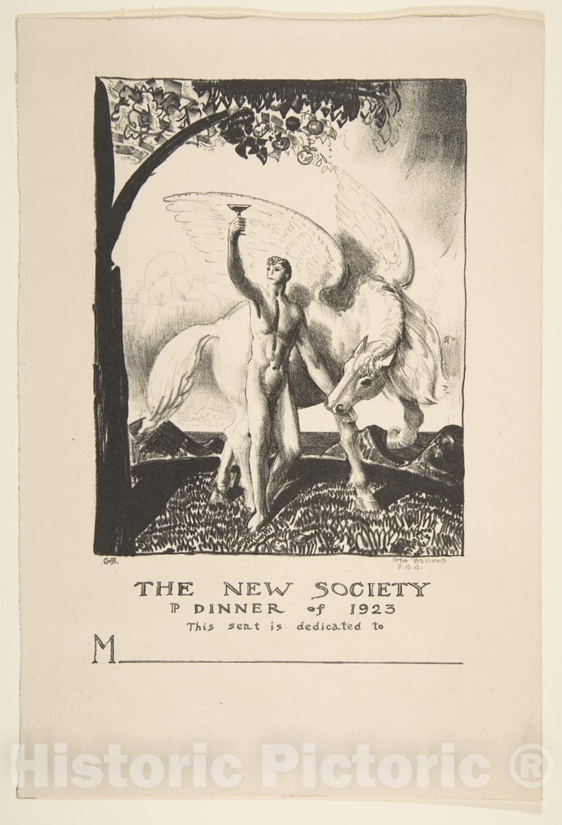 Art Print : George Bellows - New Society Dinner Card : Vintage Wall Art