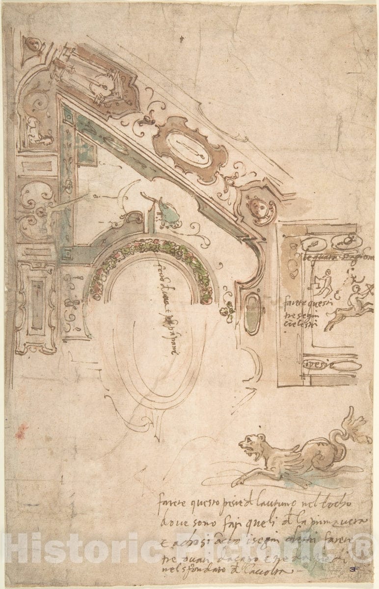 Art Print : Antenore Ridolfi - Quarter Plan for a Coved Ceiling : Vintage Wall Art