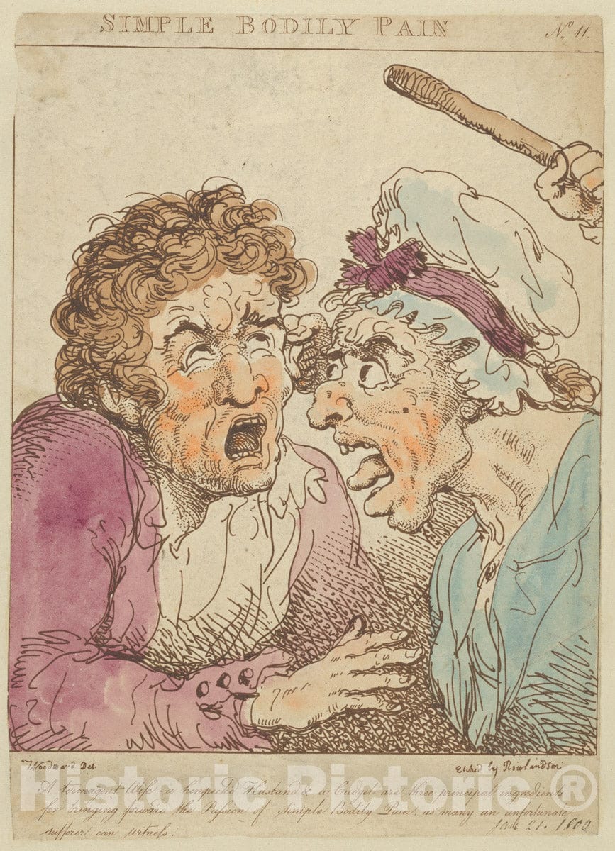 Art Print : Thomas Rowlandson - Simple Bodily Pain 1 : Vintage Wall Art