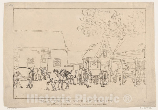 Art Print : Thomas Rowlandson - Black Dog Inn Yard at Belfont 2 : Vintage Wall Art
