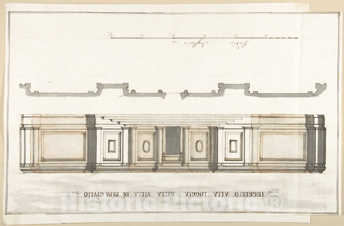 Art Print : Pietro Paolo Coccetti (Cocchetti) - Design for The Entrance of The Loggia of The Villa of Pope Julius : Vintage Wall Art