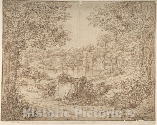 Art Print : Style of James Adam - Landscape : Vintage Wall Art