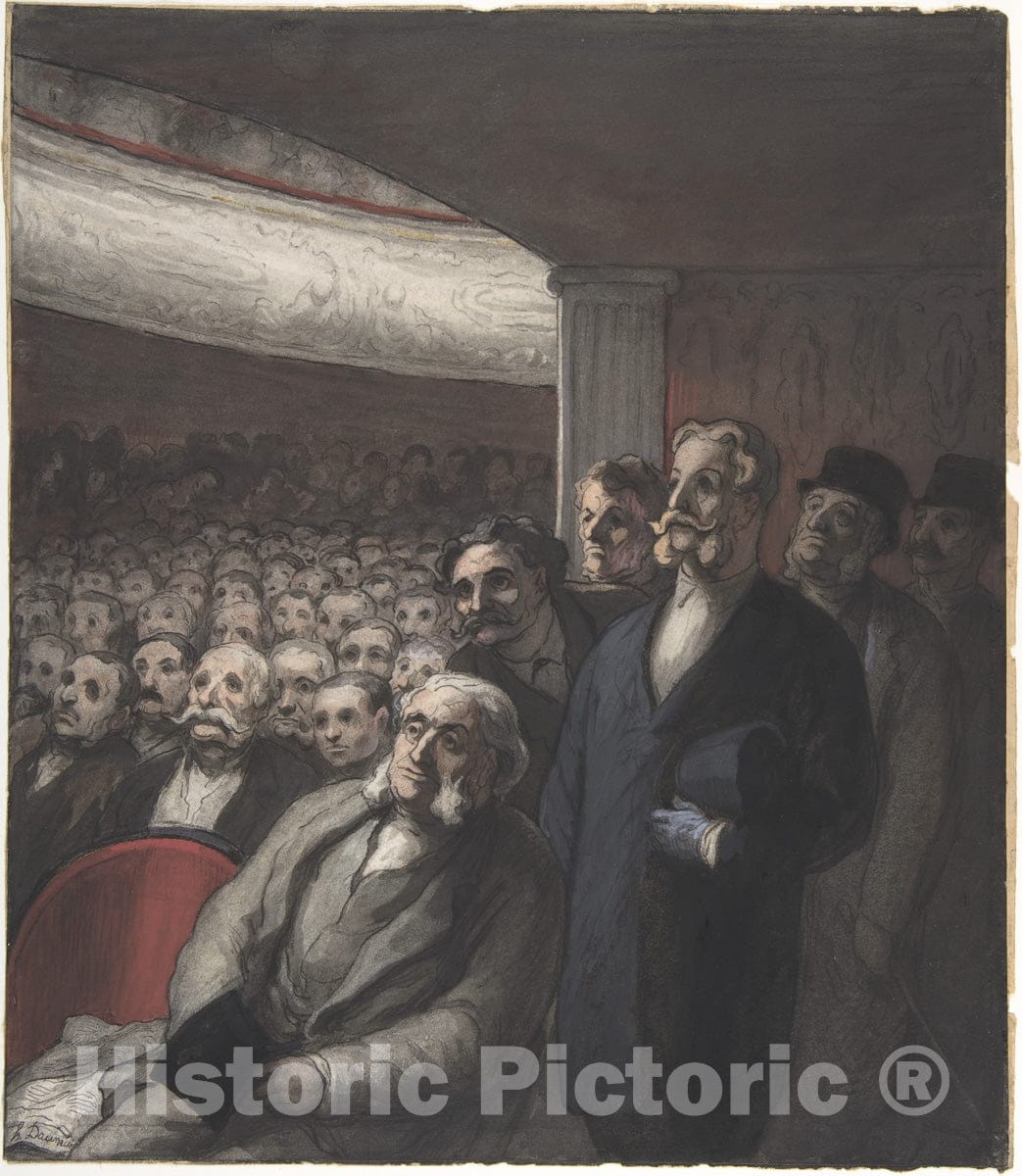 Art Print : Honoré Daumier - A Theater Audience : Vintage Wall Art