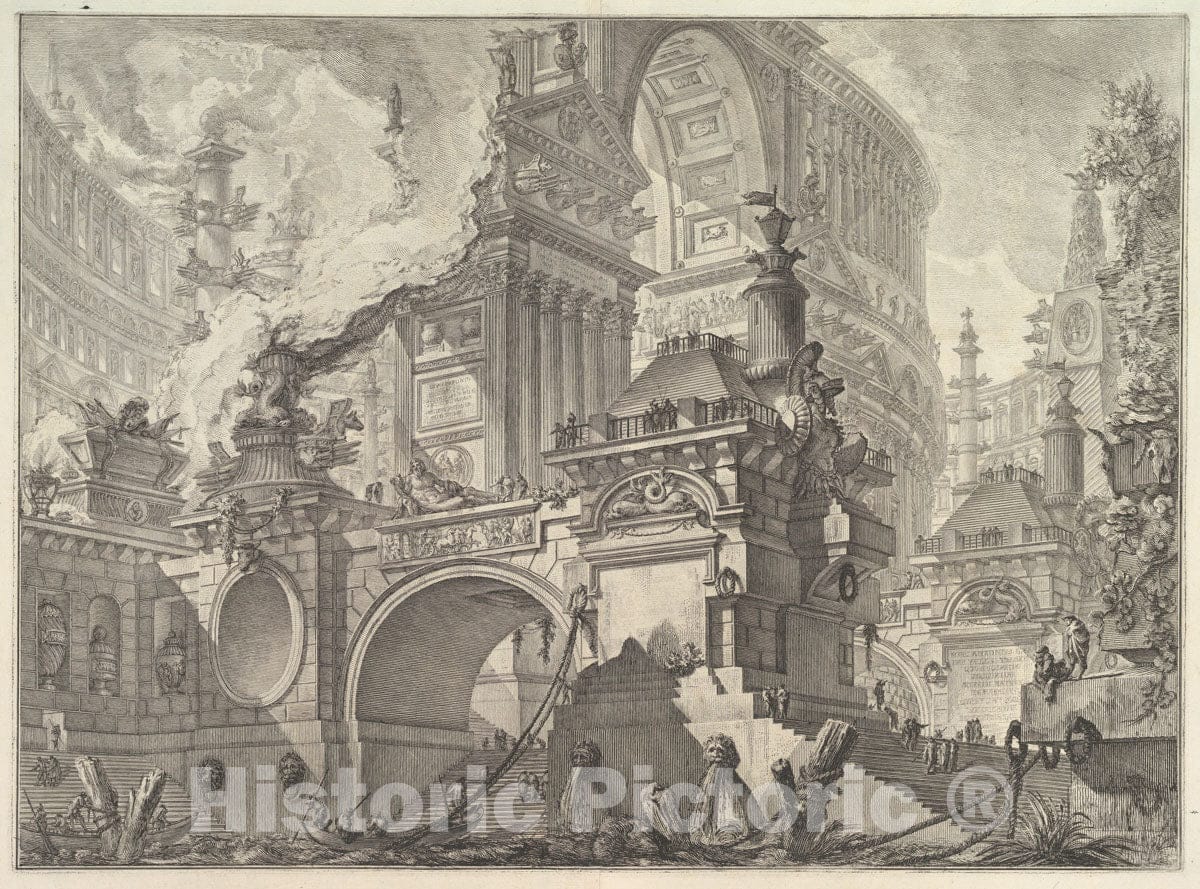 Art Print : Parte di ampio Magnifico Porto all'uso Degli antichi Romani - Artist: Giovanni Battista Piranesi - Created: c1749 : Vintage Wall Art