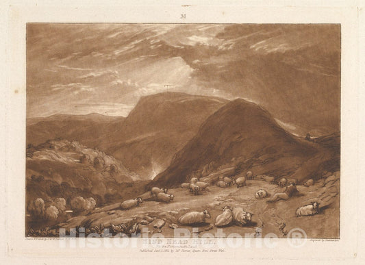 Art Print : Designed and Etched by Joseph Mallord William Turner - Hind Head Hill, on The Portsmouth Road (Liber Studiorum, Part V, Plate 25) 2 : Vintage Wall Art